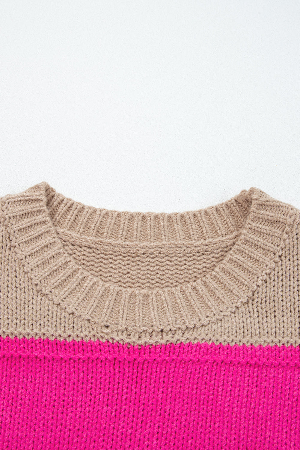 Khaki Stripe Color Block Plus Size Drop Shoulder Sweater Dear-Lover Dropshipping